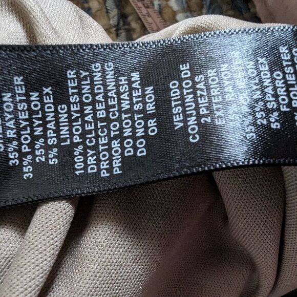 Jessica Howard Ruffle Dress Gold 8 Pearl Accents Mini Short Sleeveless Vneck Zip - Picture 8 of 10